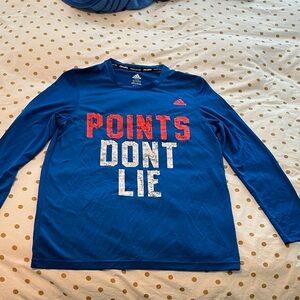 adidas Blue Long Sleeve Tee with Red & White Graphic Boys 14/16